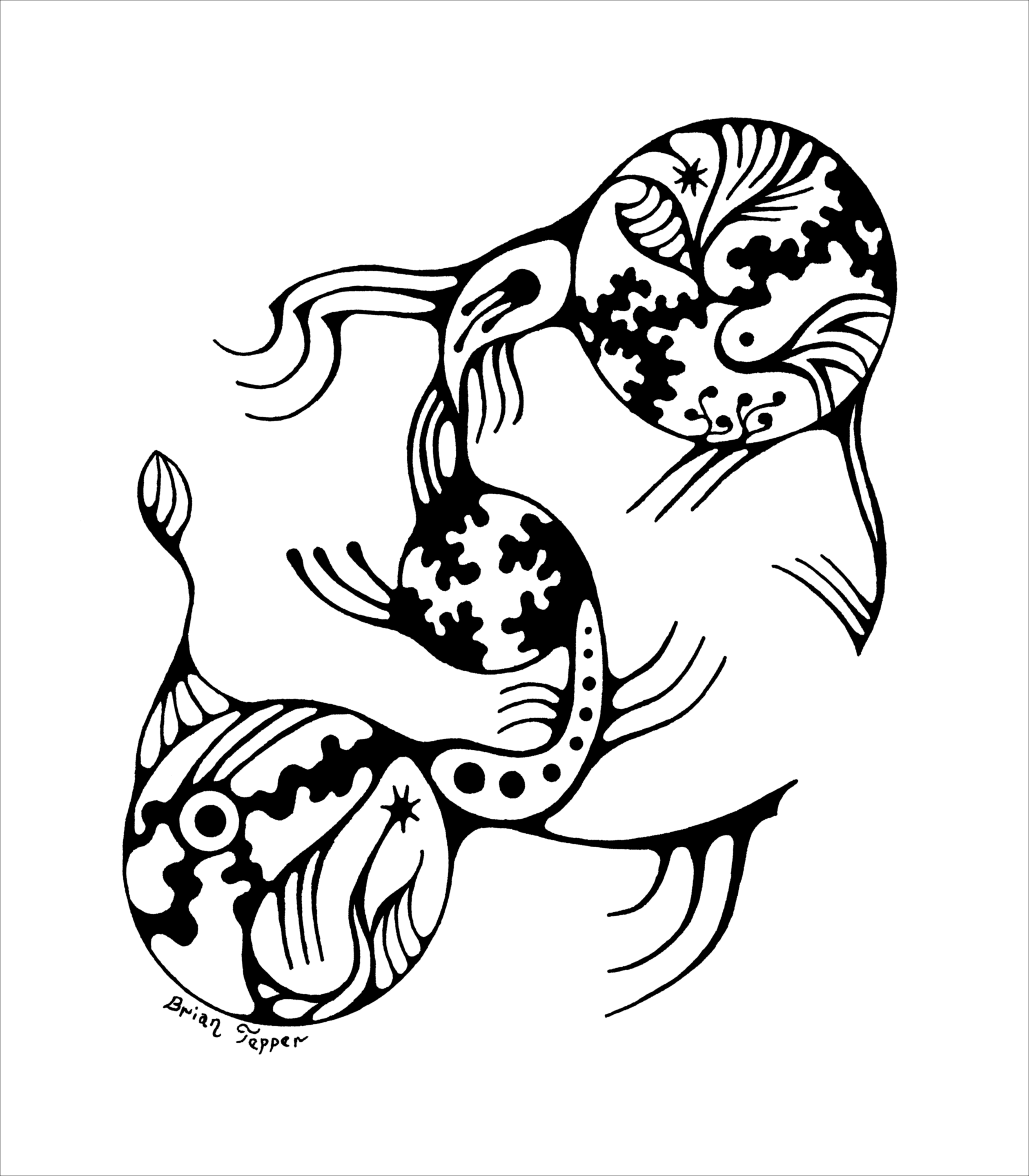 Conjoined Twins - Ink Drawing